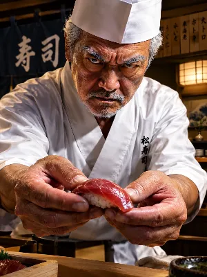 熟練の職人が握る鮪の寿司