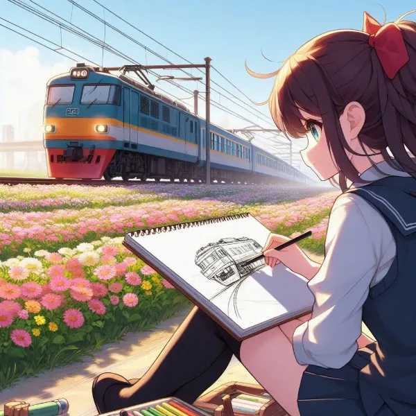 スケッチブックで描いた電車