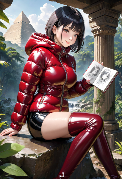 秘密の場所で絵の練習