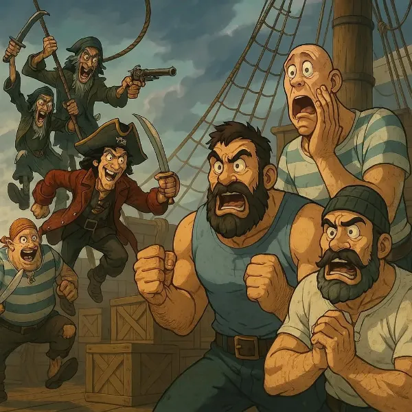 荒くれ海賊とマッチョ乗組員の船上大乱闘