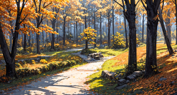 紅葉の道 (壁紙)