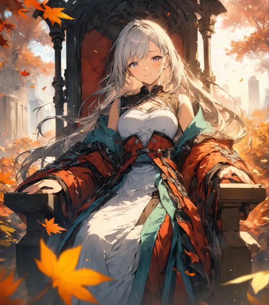 紅葉を愛でる令嬢