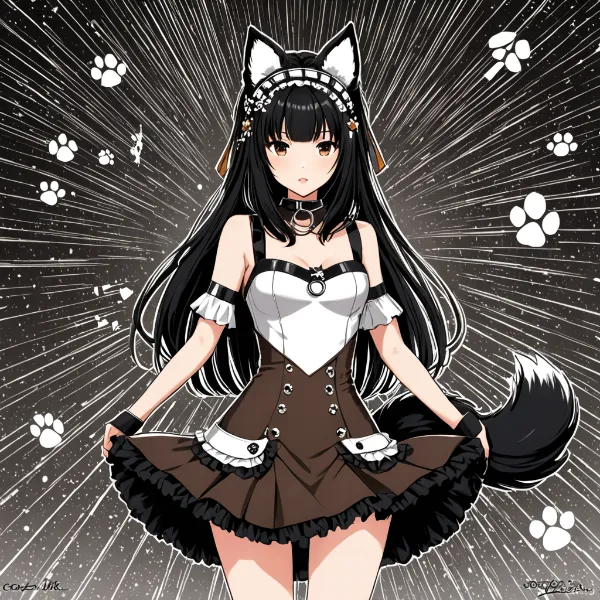 黒猫メイドの魅惑ポーズ(戌の日)