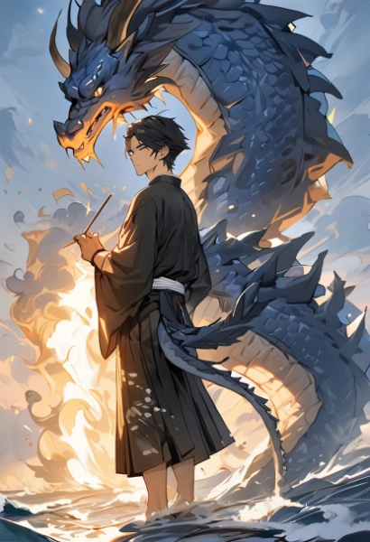 お題…『振向き』　ざまな壬辰(みずのえたつ)さん。