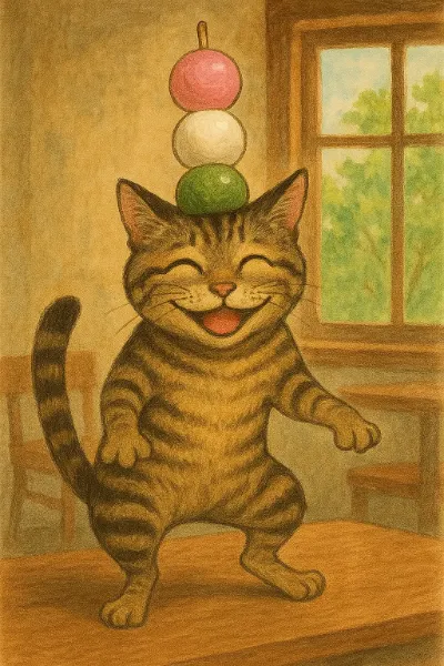 頭にお団子な猫さん