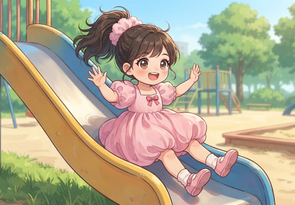 公園で遊ぶちびちゃん♪
