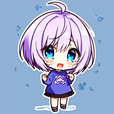 紫髪のミニキャラ女子泣く
