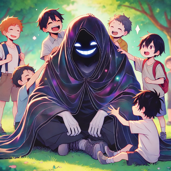 プロレスラーと戯れている子供達