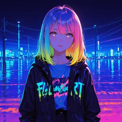 ネオン街の虹髪少女