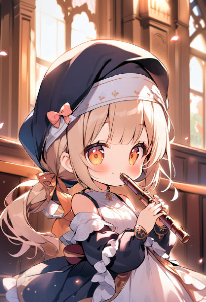 フルートを演奏するシスターちゃん