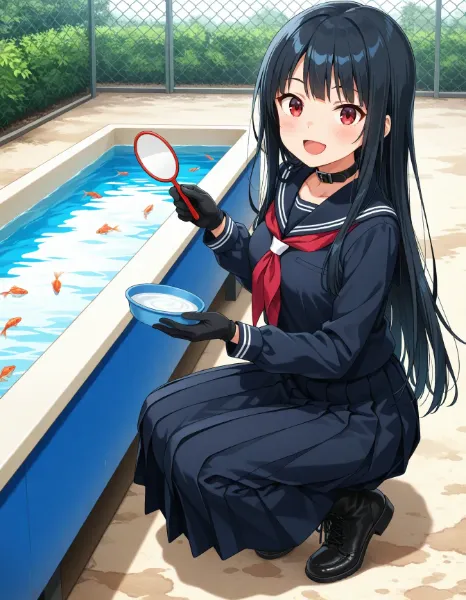 「ここにも金魚すくい？やろやろ！」