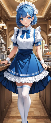 青髪のウエイトレスさん