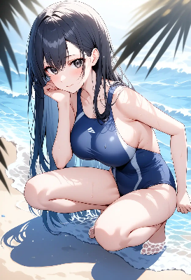波打ち際で