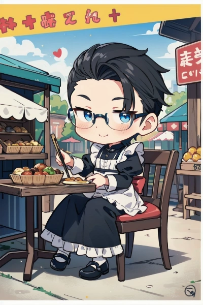 たこやきを食べる女装メイド