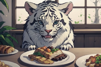 食事中にやってくる大型ネコ