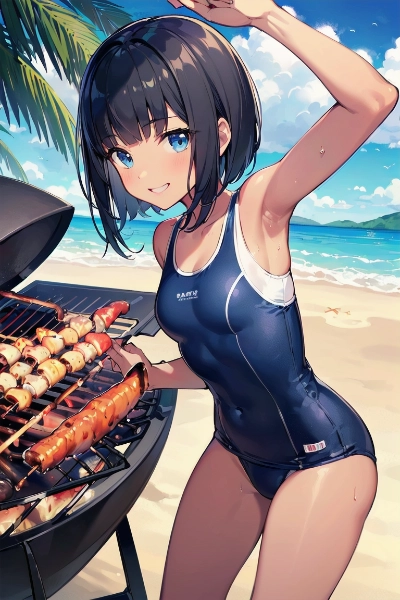 褐色娘 in スク水