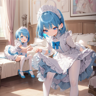 かわいい青髪メイドさん