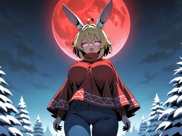 「夜空に浮かぶ赤き月」🌕