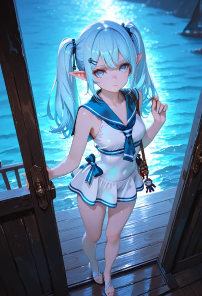 青い海に誘うエルフの微笑み