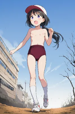 裸ブルマ+赤白帽