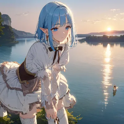 夕方の湖