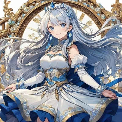 silver long hair, blue eye