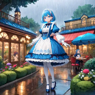 雨のカフェ