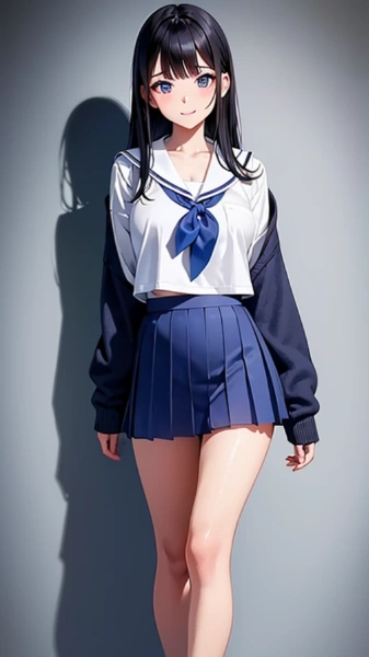 カーディガン脱ぎかけ女子高生