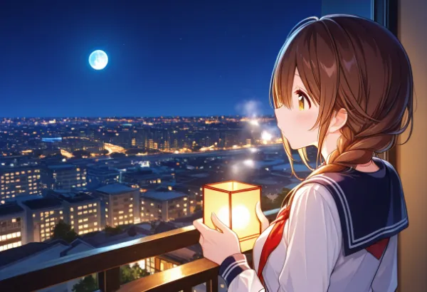 街の灯り　月の光