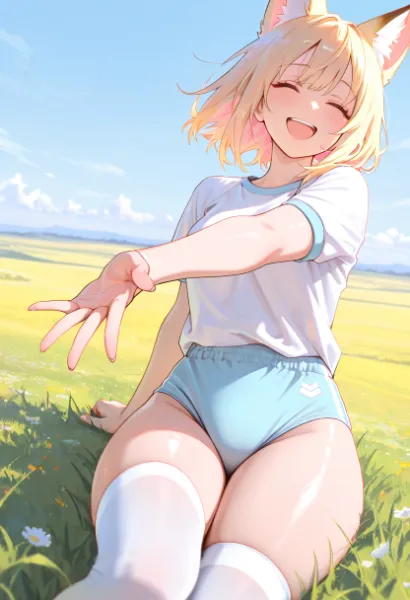 休日草原キツネっ娘さん