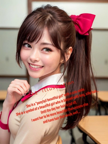 笑顔のポニーテール美少女