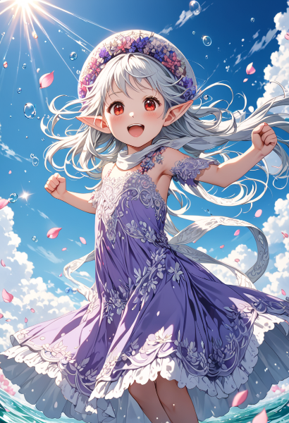 青空に舞う花冠の妖精