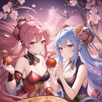 No.102 10月2日投稿作品MIX 錬金術師の女の子×拳法ガールとラーメン×桜と女侍×花の王国