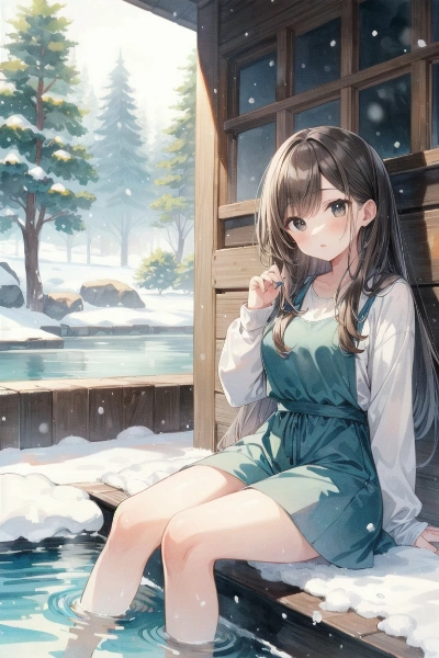 雪見の足湯