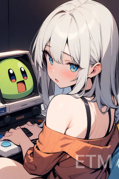 レトロ？ゲームをしている女の子