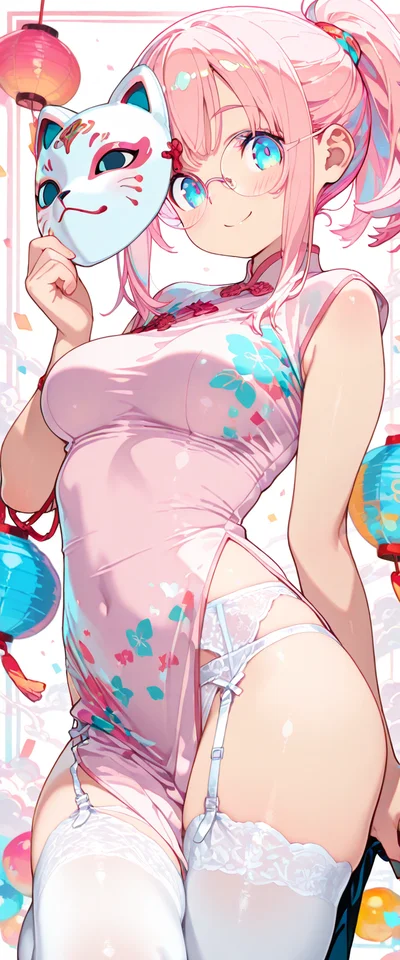 狐面の魅惑ピンクガール
