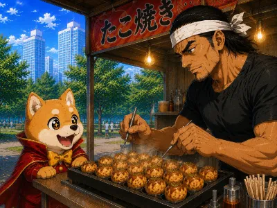 柴犬の魔法使い、職人技を見る
