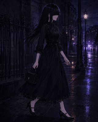 街を歩く暗子さん👻