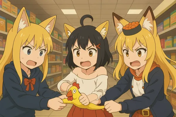 かっこいいおもちゃを取り合う多種族