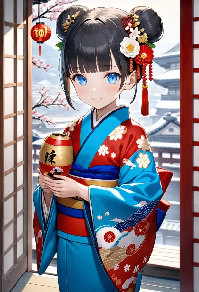 雪華の寺院で微笑む酒姫