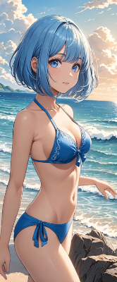 日の出と青髪さん