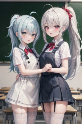 手を繋ぎ合う少女たち