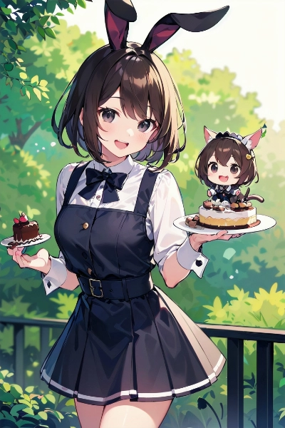うさぎ　うさ耳　ボブ　ガトーショコラ　森　女の子 ちびキャラ