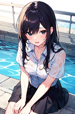 びしょ濡れの少女