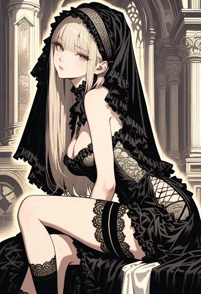 黒衣の神秘的な美女