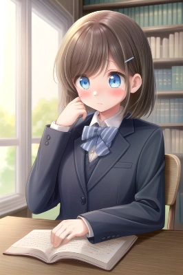 図書室で読書