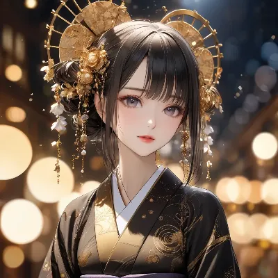 夜祭りの黄金巫女