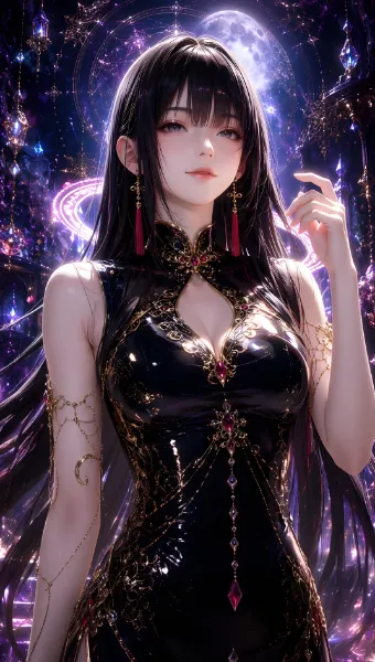 月夜の黒衣の魔女