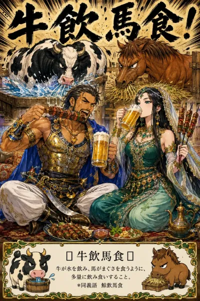 【失敗ver.】牛のように飲み馬のように食べる