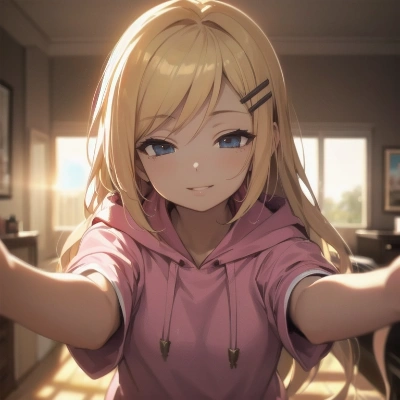 パーカーギャル娘さんと夕焼けのリビングで
